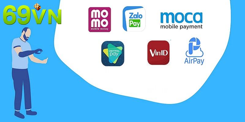 Nhiều ví điện tử được hệ thống nạp tiền 69VN tích hợp